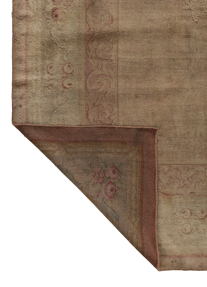 aalam beige and brown wool hand knotted Rug - Backing Shot aalam beige and brown wool hand knotted Rug - Backing Shot