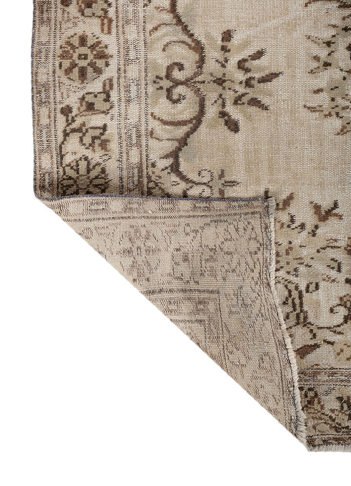 vintage ivory wool hand knotted Rug - Backing Shot vintage ivory wool hand knotted Rug - Backing Shot