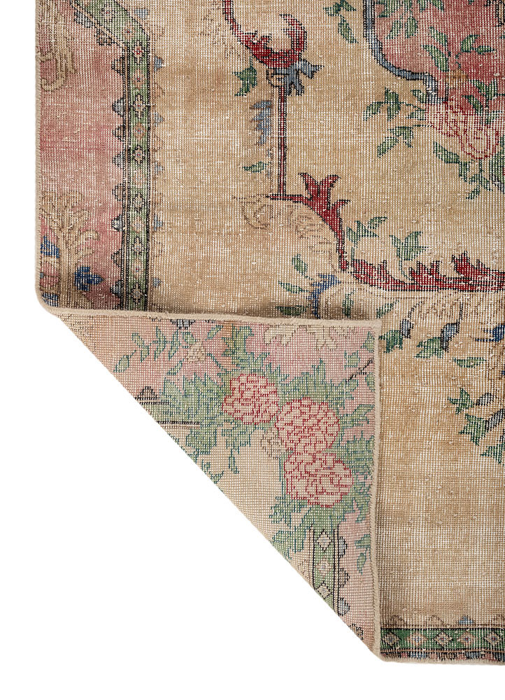 vintage ivory wool hand knotted Rug - Backing Shot vintage ivory wool hand knotted Rug - Backing Shot