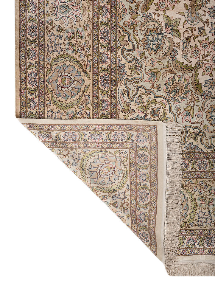 gulmarg green silk hand knotted Rug - Backing Shot gulmarg green silk hand knotted Rug - Backing Shot