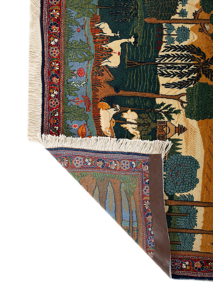 aalam blue wool hand knotted Rug - Backing Shot