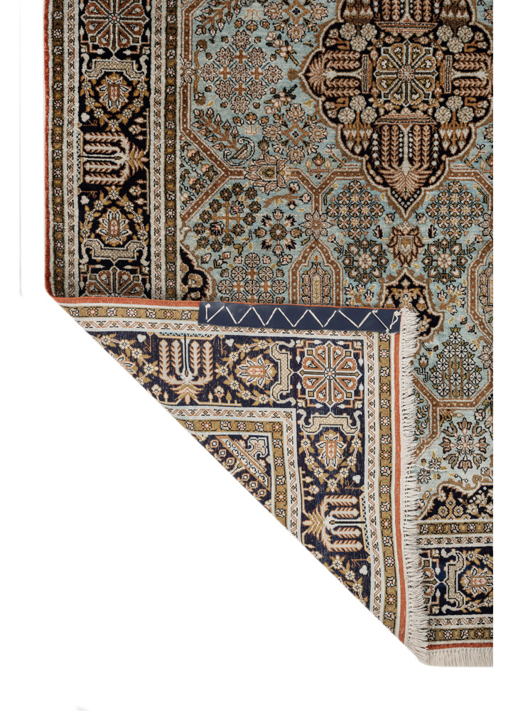 aprezo pink and purple silk hand knotted Rug - Backing Shot