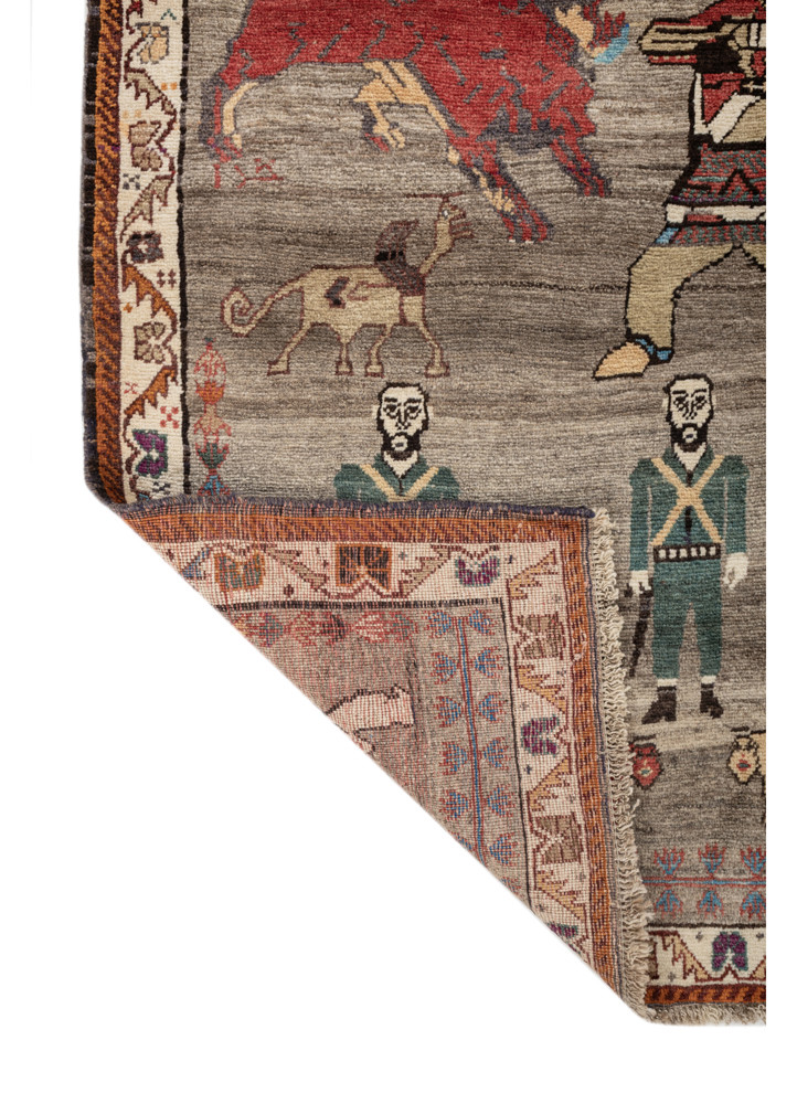 aprezo pink and purple wool hand knotted Rug - Backing Shot