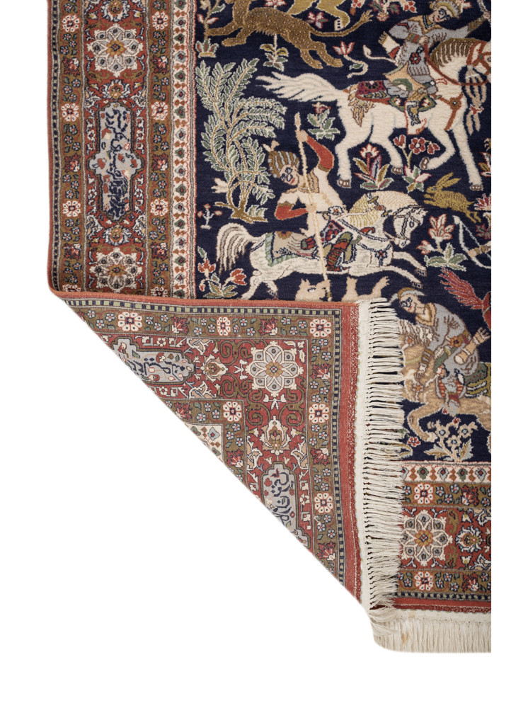 aprezo blue wool hand knotted Rug - Backing Shot