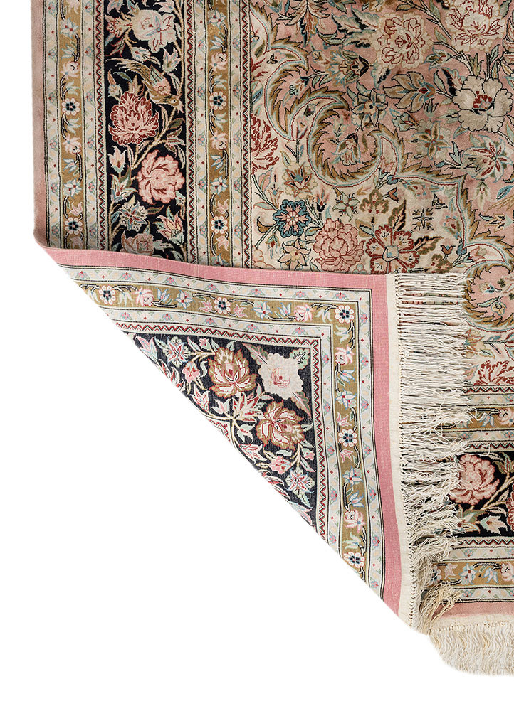 gulmarg pink and purple silk hand knotted Rug - Backing Shot gulmarg pink and purple silk hand knotted Rug - Backing Shot