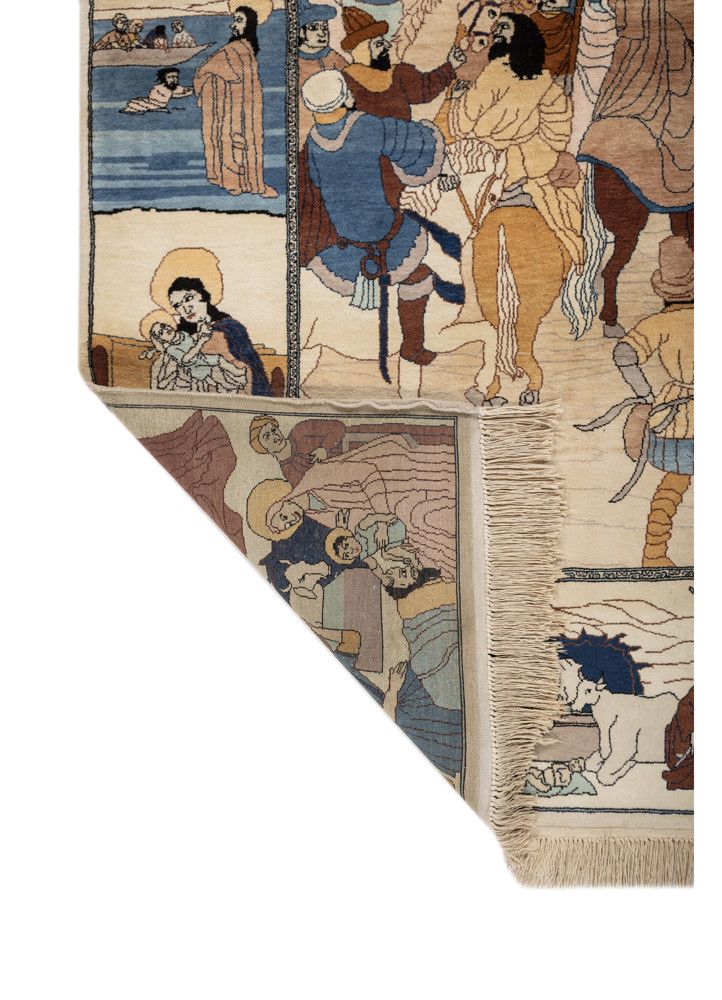 aprezo ivory wool hand knotted Rug - Backing Shot