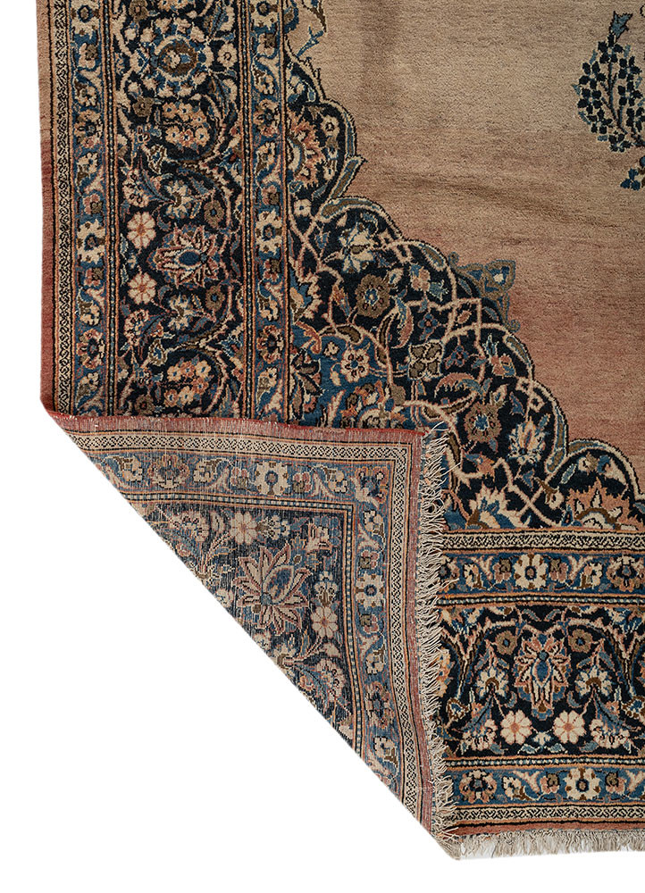 aalam blue wool hand knotted Rug - Backing Shot