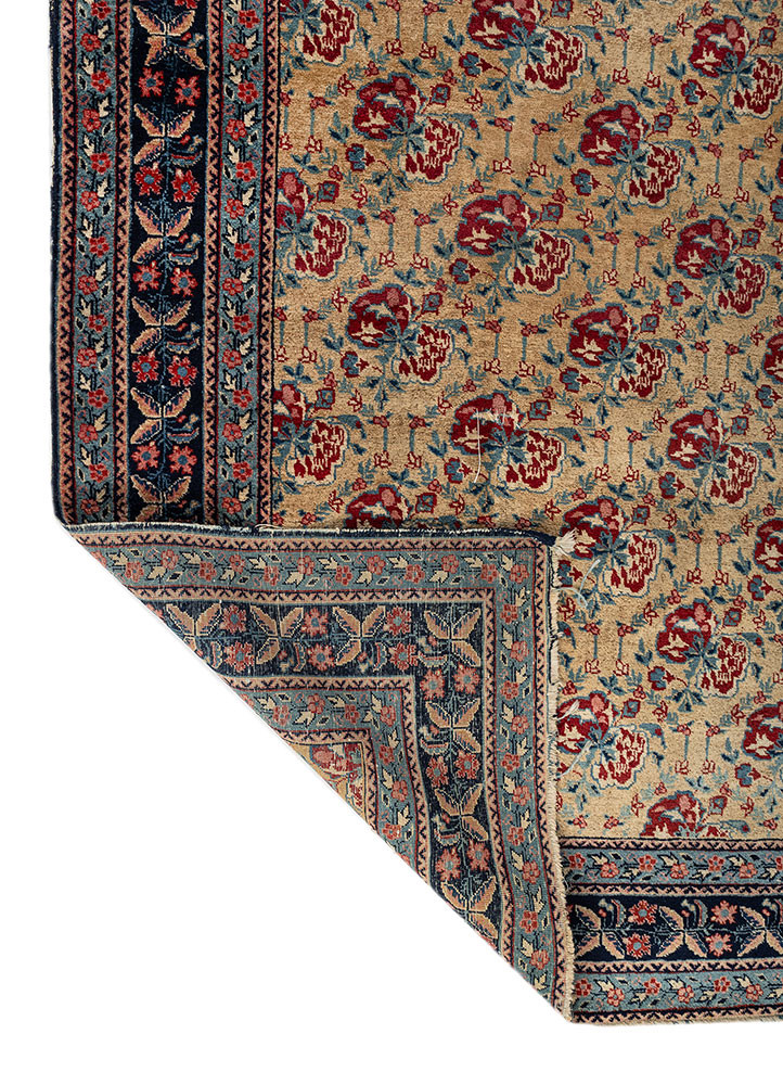 aalam blue wool hand knotted Rug - Backing Shot