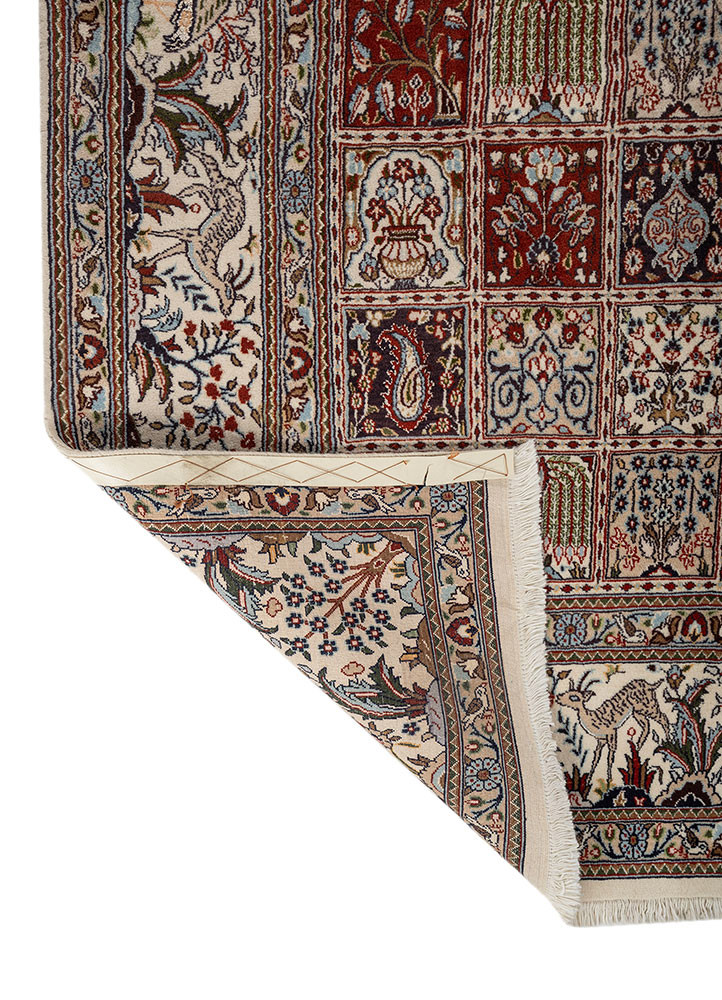 aalam ivory wool hand knotted Rug - Backing Shot