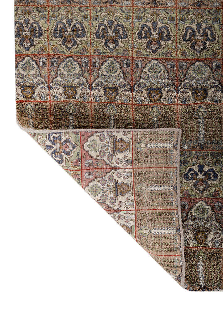 aprezo green wool hand knotted Rug - Backing Shot aprezo green wool hand knotted Rug - Backing Shot