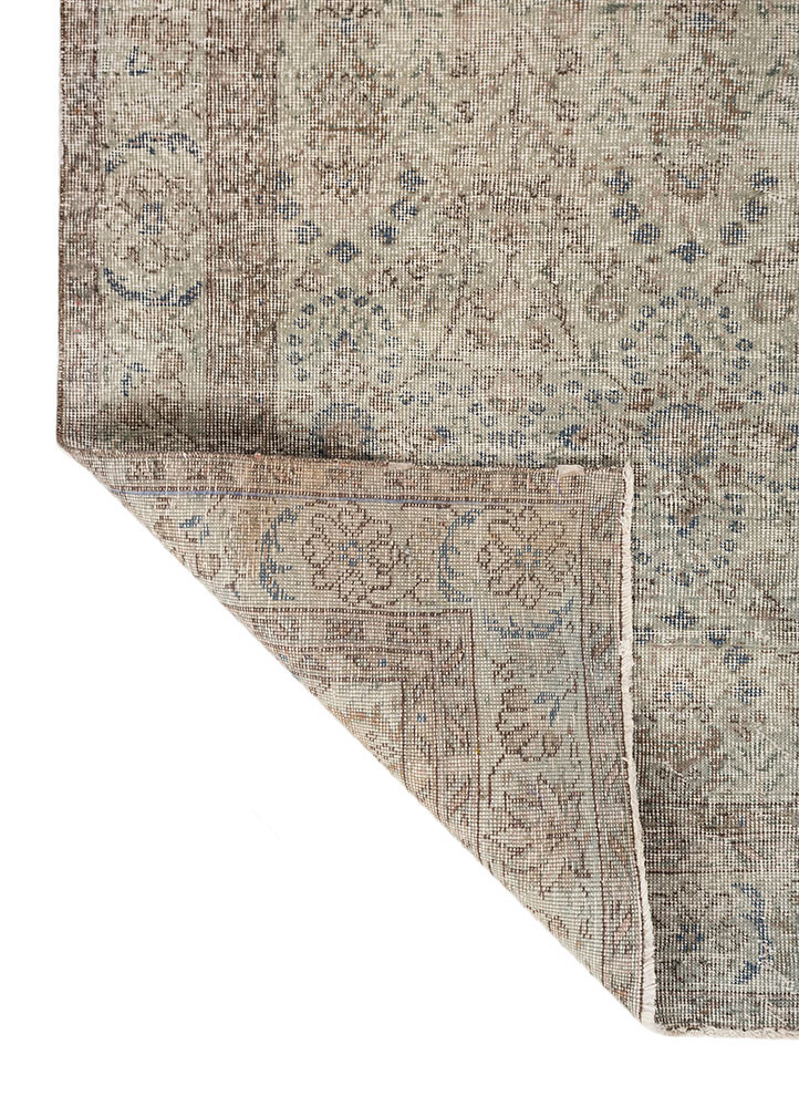 vintage blue wool hand knotted Rug - Backing Shot vintage blue wool hand knotted Rug - Backing Shot