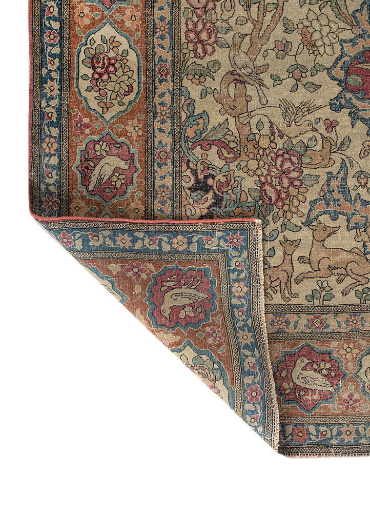 aalam red and orange wool hand knotted Rug - Backing Shot aalam red and orange wool hand knotted Rug - Backing Shot