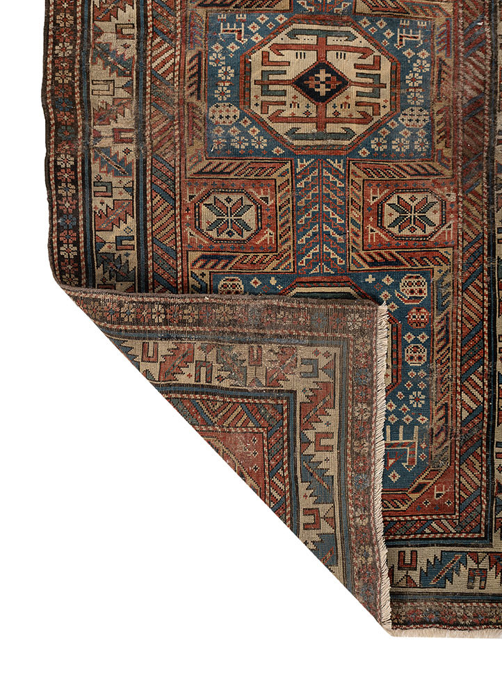 kiaan blue wool hand knotted Rug - Backing Shot