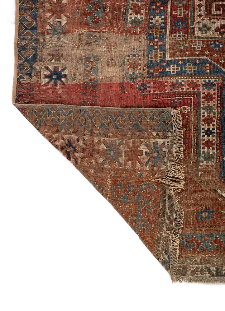 kiaan red and orange wool hand knotted Rug - Backing Shot kiaan red and orange wool hand knotted Rug - Backing Shot