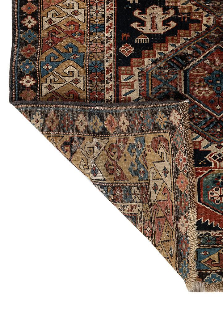 aalam blue wool flat weaves Rug - Backing Shot aalam blue wool flat weaves Rug - Backing Shot