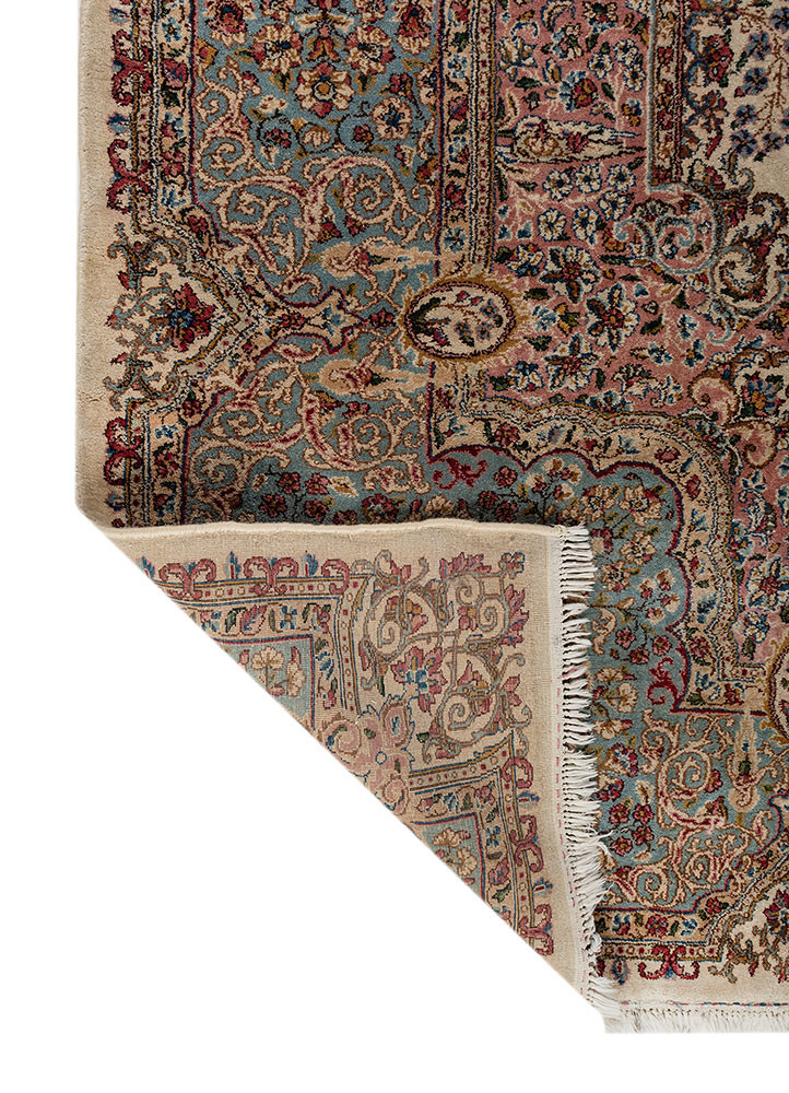 aalam ivory wool hand knotted Rug - Backing Shot aalam ivory wool hand knotted Rug - Backing Shot
