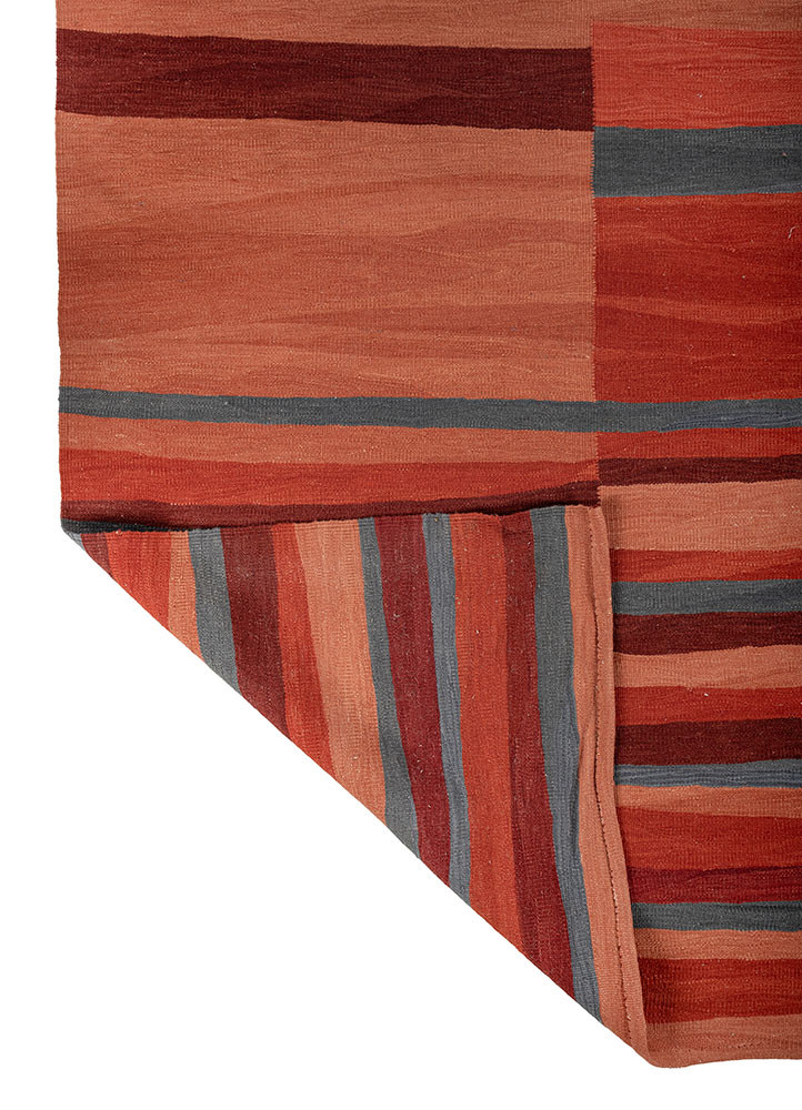 indusbar red and orange cotton flat weaves Rug - Backing Shot indusbar red and orange cotton flat weaves Rug - Backing Shot
