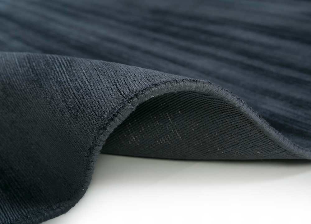 basis blue viscose hand loom Rug - Backing Shot