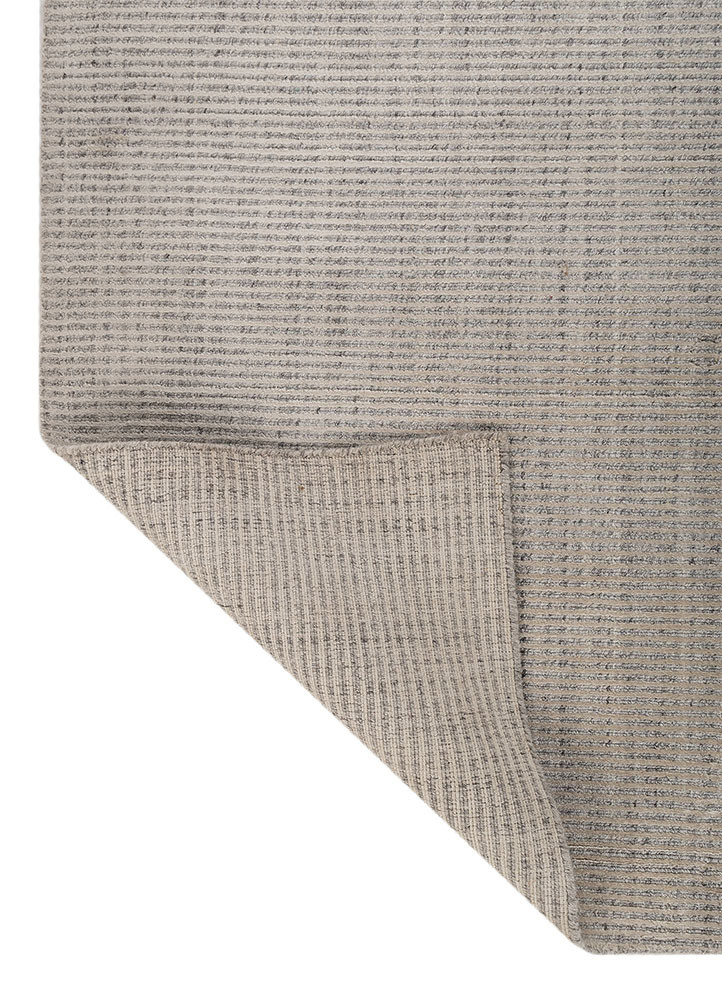 basis beige and brown wool and viscose hand loom Rug - Backing Shot