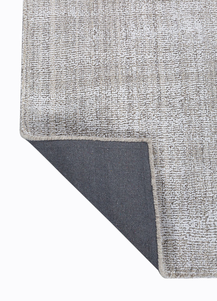 basis ivory wool and viscose hand loom Rug - Backing Shot