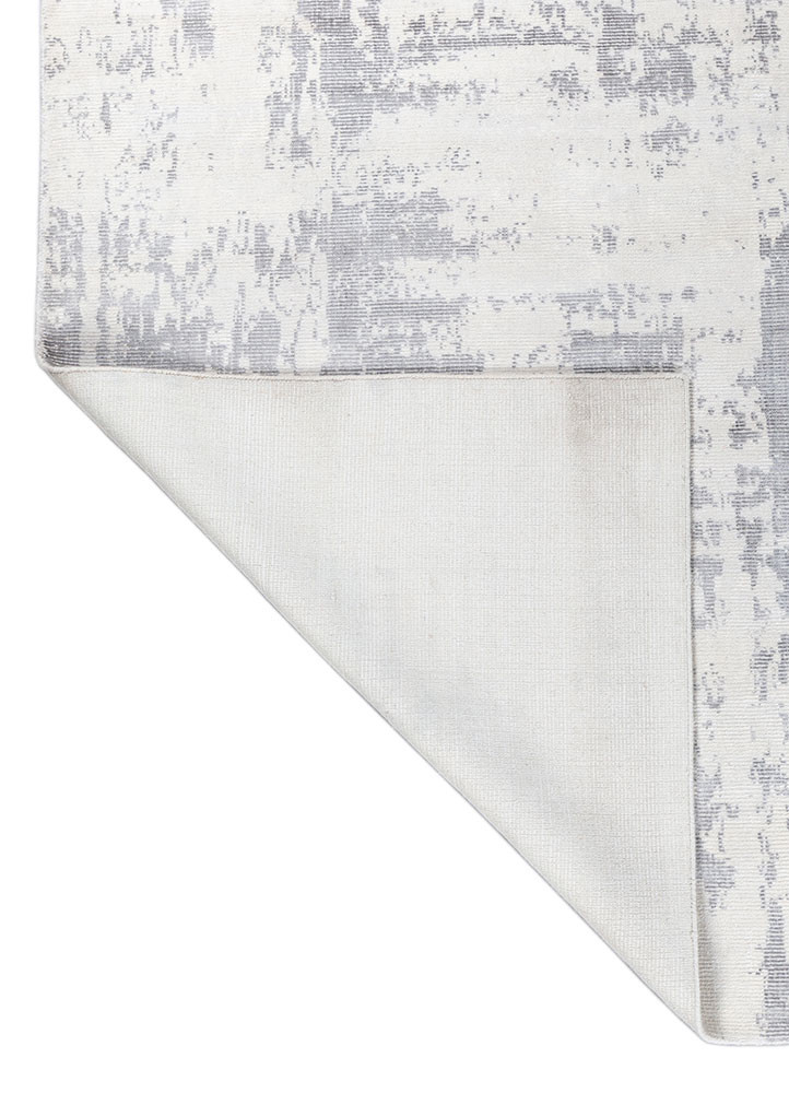 bespoke sile grey and black wool and viscose hand loom Rug - Backing Shot bespoke sile grey and black wool and viscose hand loom Rug - Backing Shot