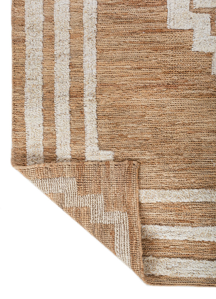nomadic threads beige and brown jute and hemp hand knotted Rug - Backing Shot