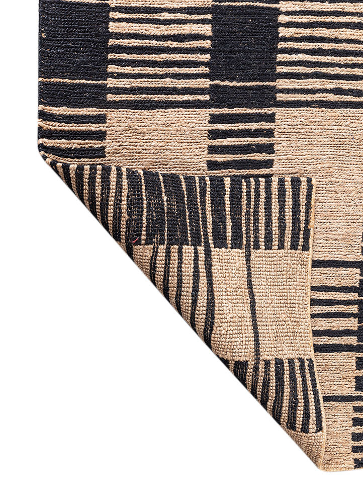 nomadic threads beige and brown jute and hemp hand knotted Rug - Backing Shot