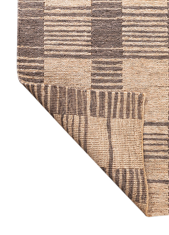 nomadic threads beige and brown jute and hemp hand knotted Rug - Backing Shot