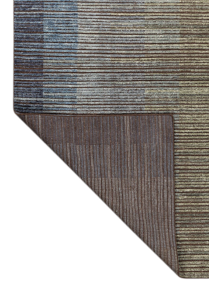 blythe beige and brown wool hand knotted Rug - Backing Shot