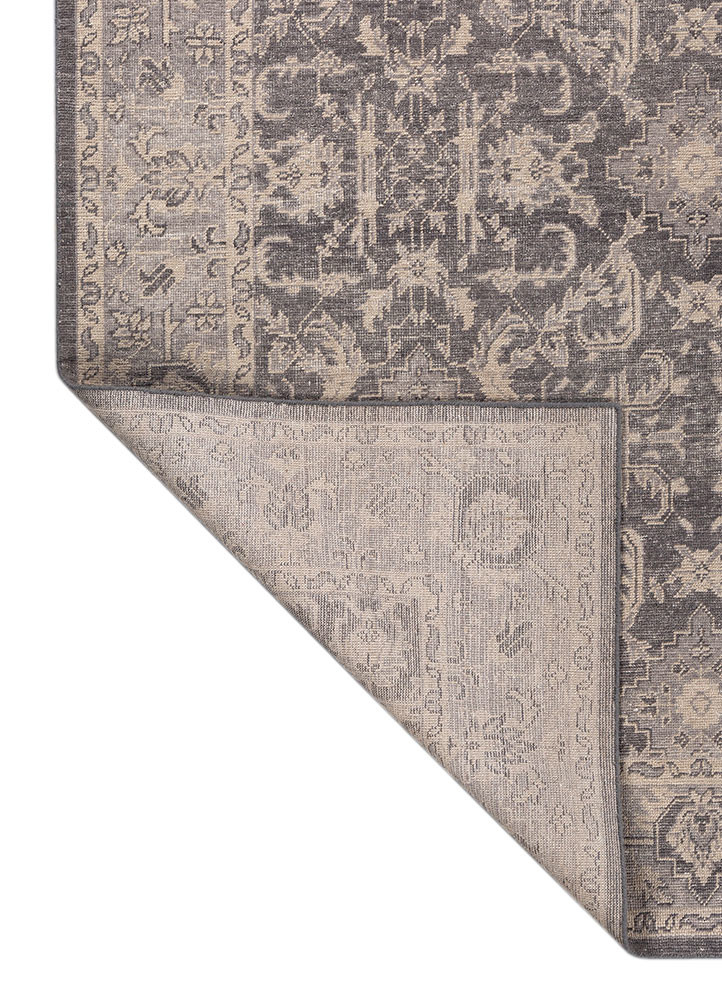 erbe grey and black wool hand knotted Rug - Backing Shot erbe grey and black wool hand knotted Rug - Backing Shot