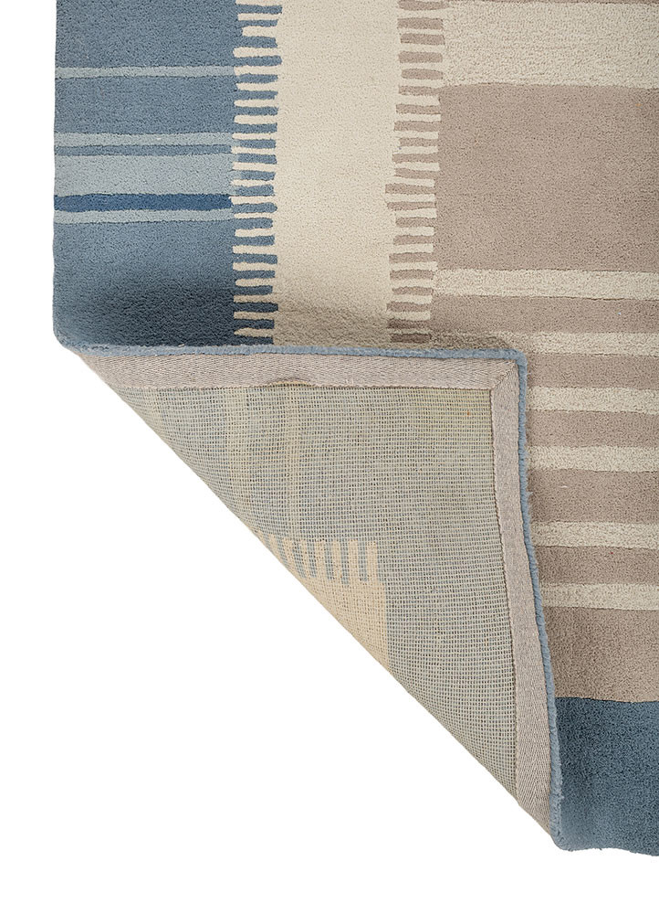 linear blue polyester hand tufted Rug - Backing Shot linear blue polyester hand tufted Rug - Backing Shot