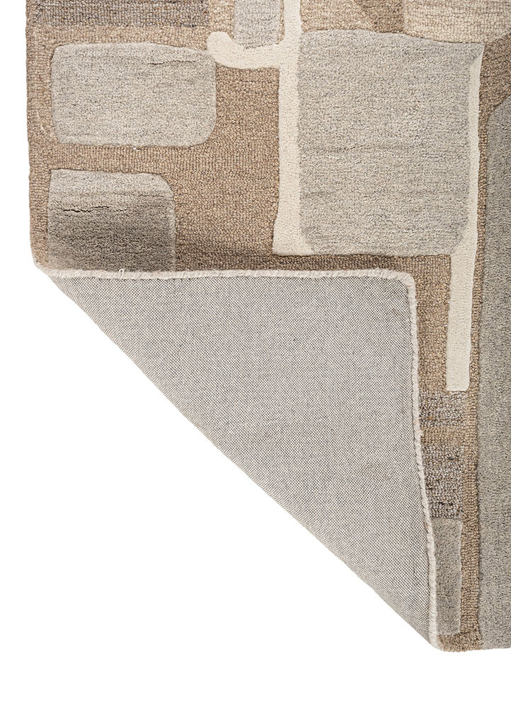 pathways beige and brown wool hand tufted Rug - Backing Shot pathways beige and brown wool hand tufted Rug - Backing Shot