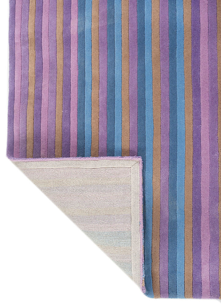 acar beige and brown wool hand tufted Rug - Backing Shot