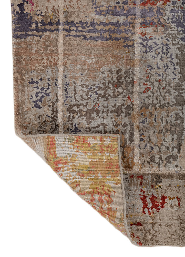 provenance blue wool and bamboo silk hand knotted Rug - Backing Shot provenance blue wool and bamboo silk hand knotted Rug - Backing Shot