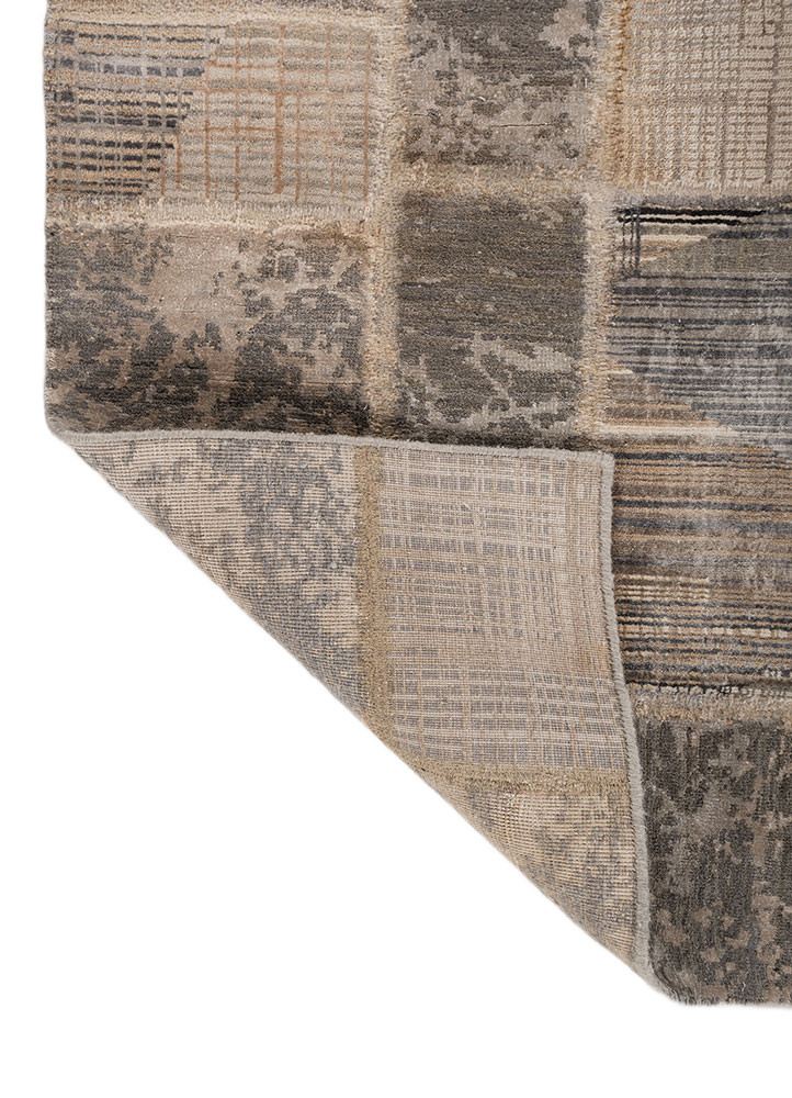 provenance grey and black wool and bamboo silk hand knotted Rug - Backing Shot provenance grey and black wool and bamboo silk hand knotted Rug - Backing Shot