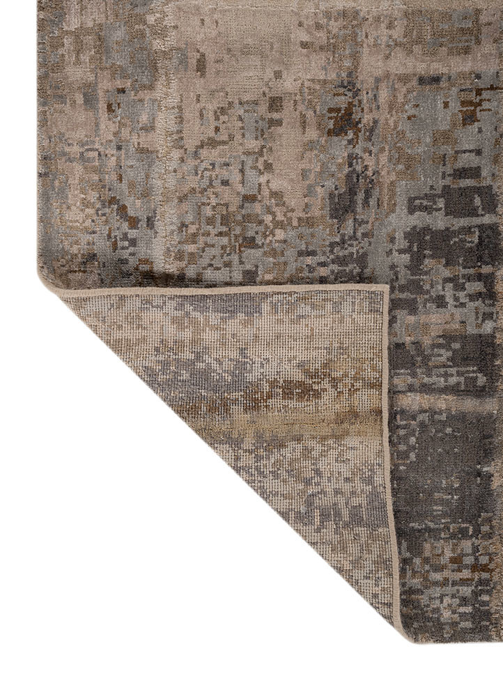 provenance blue wool and bamboo silk hand knotted Rug - Backing Shot provenance blue wool and bamboo silk hand knotted Rug - Backing Shot