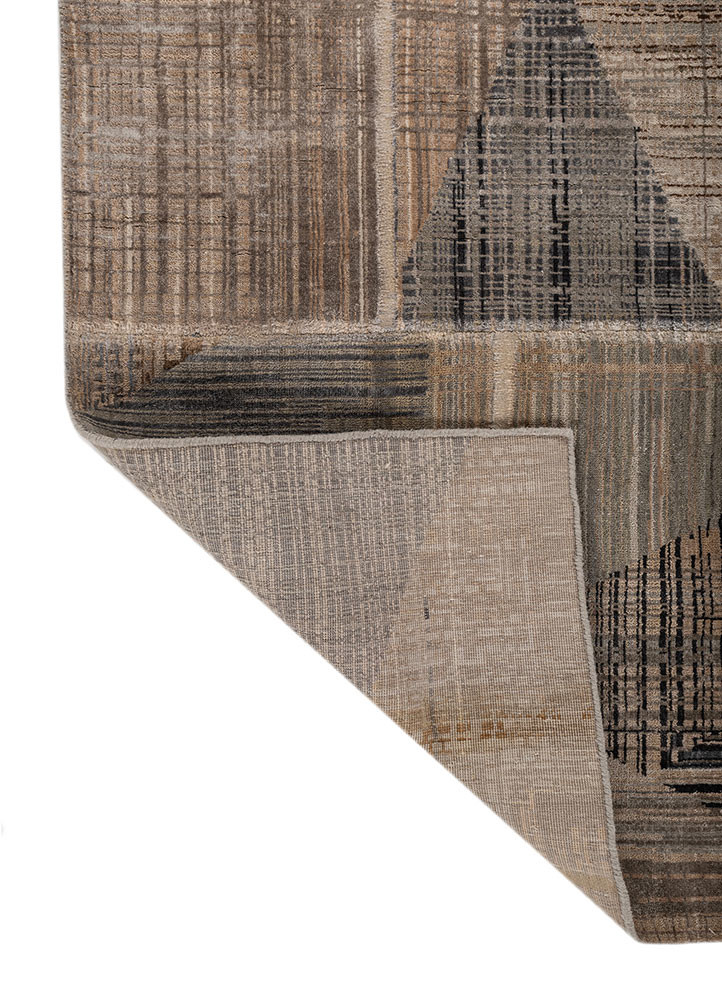 provenance blue wool and bamboo silk hand knotted Rug - Backing Shot