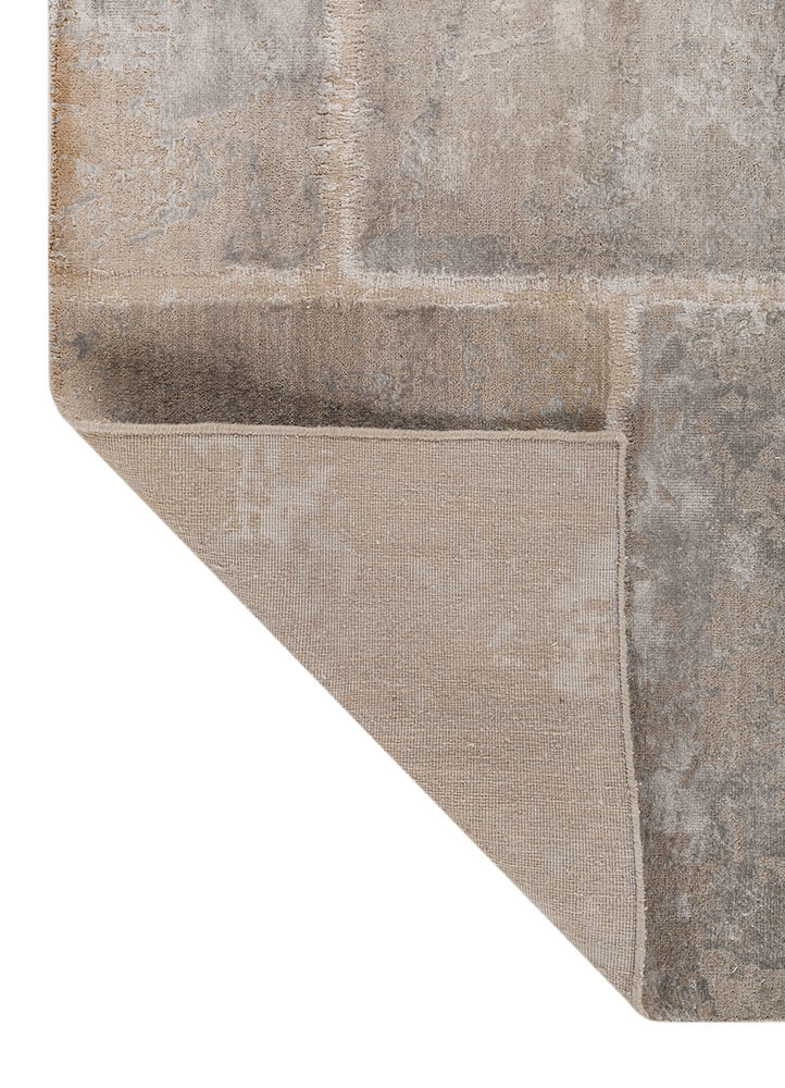 provenance grey and black wool and bamboo silk hand knotted Rug - Backing Shot