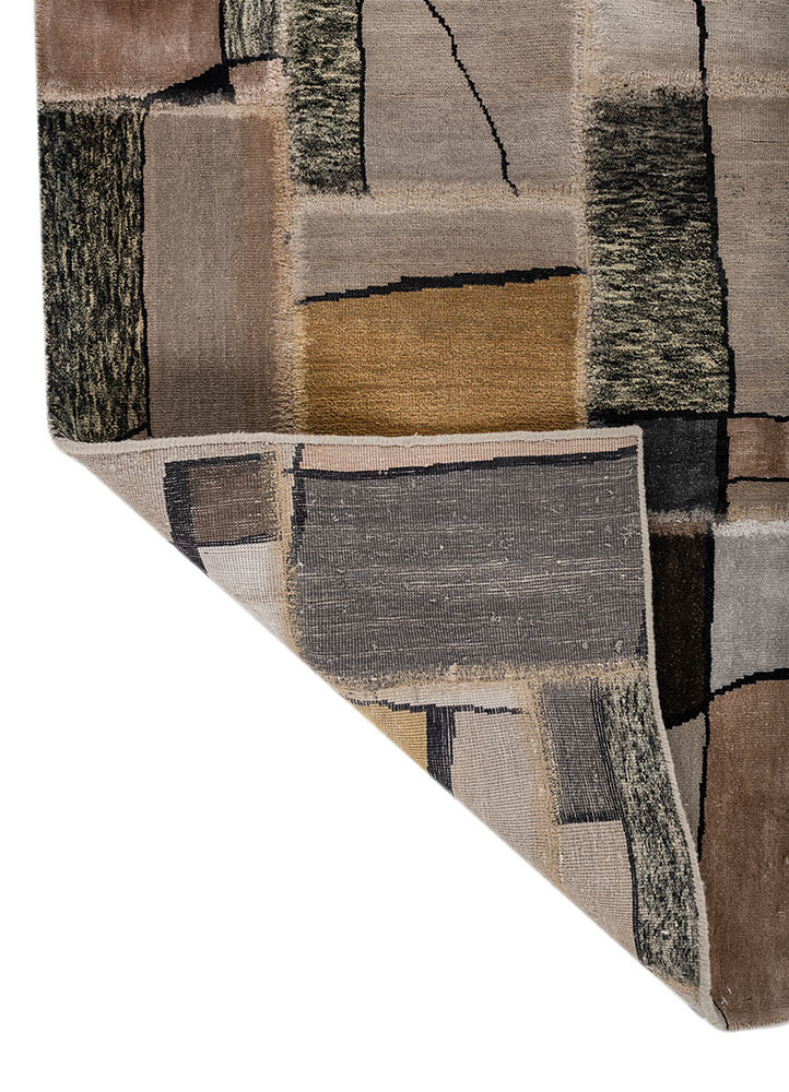 provenance grey and black wool and bamboo silk hand knotted Rug - Backing Shot provenance grey and black wool and bamboo silk hand knotted Rug - Backing Shot