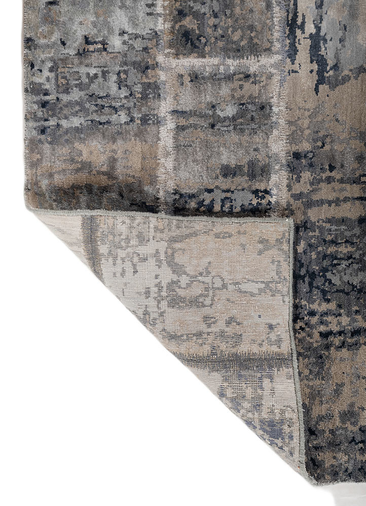 provenance grey and black wool and bamboo silk hand knotted Rug - Backing Shot provenance grey and black wool and bamboo silk hand knotted Rug - Backing Shot