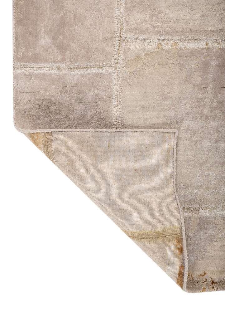 provenance ivory wool and bamboo silk hand knotted Rug - Backing Shot