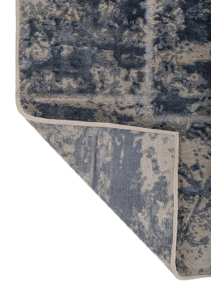 aprezo grey and black wool and bamboo silk hand knotted Rug - Backing Shot aprezo grey and black wool and bamboo silk hand knotted Rug - Backing Shot