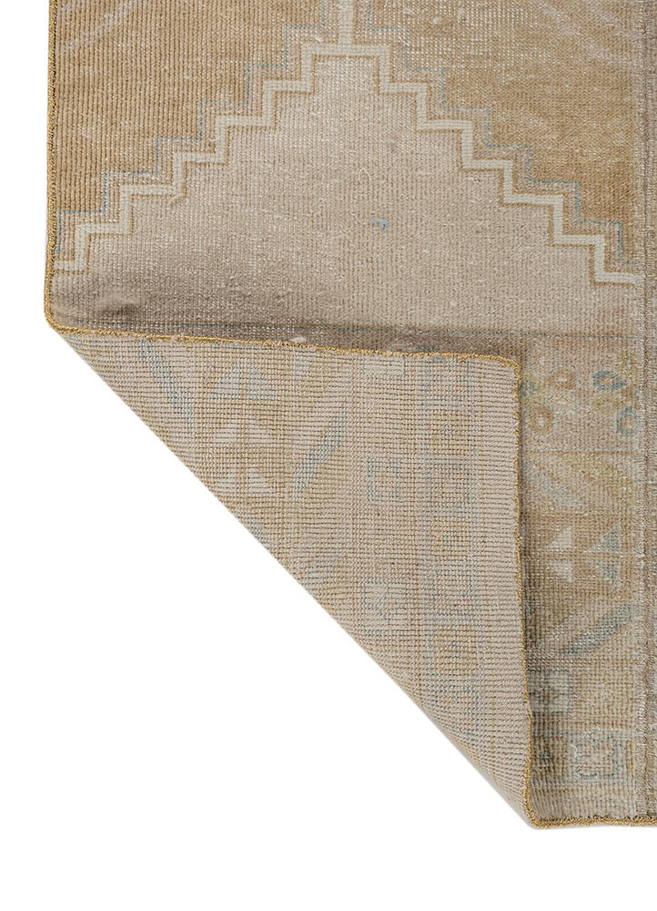 aprezo beige and brown wool hand knotted Rug - Backing Shot