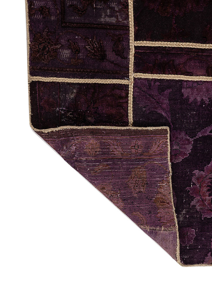provenance pink and purple wool hand knotted Rug - Backing Shot