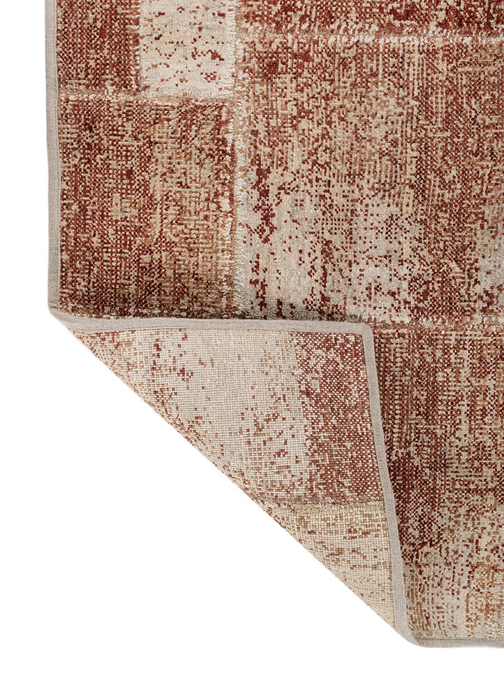 provenance red and orange wool and silk hand knotted Rug - Backing Shot provenance red and orange wool and silk hand knotted Rug - Backing Shot