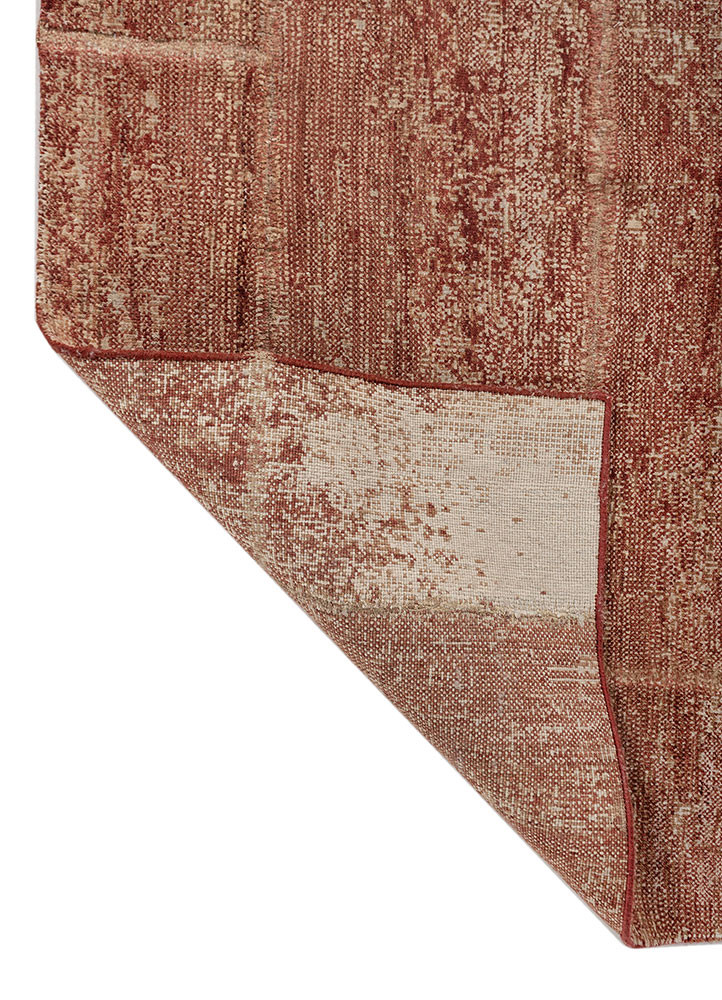 provenance red and orange wool and silk hand knotted Rug - Backing Shot