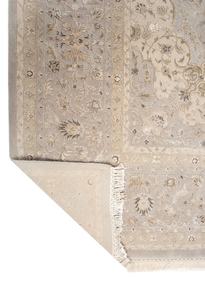 aurora grey and black wool and silk hand knotted Rug - Backing Shot aurora grey and black wool and silk hand knotted Rug - Backing Shot