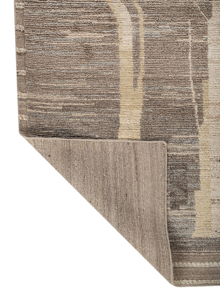 manifest beige and brown afghan wool hand knotted Rug - Backing Shot