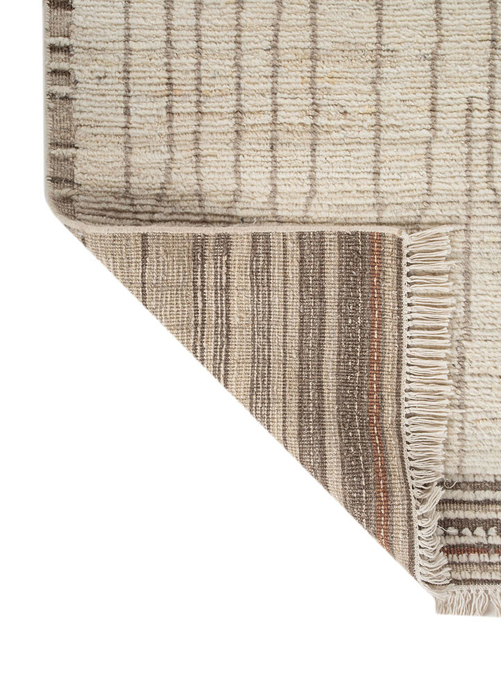 manifest ivory wool hand knotted Rug - Backing Shot