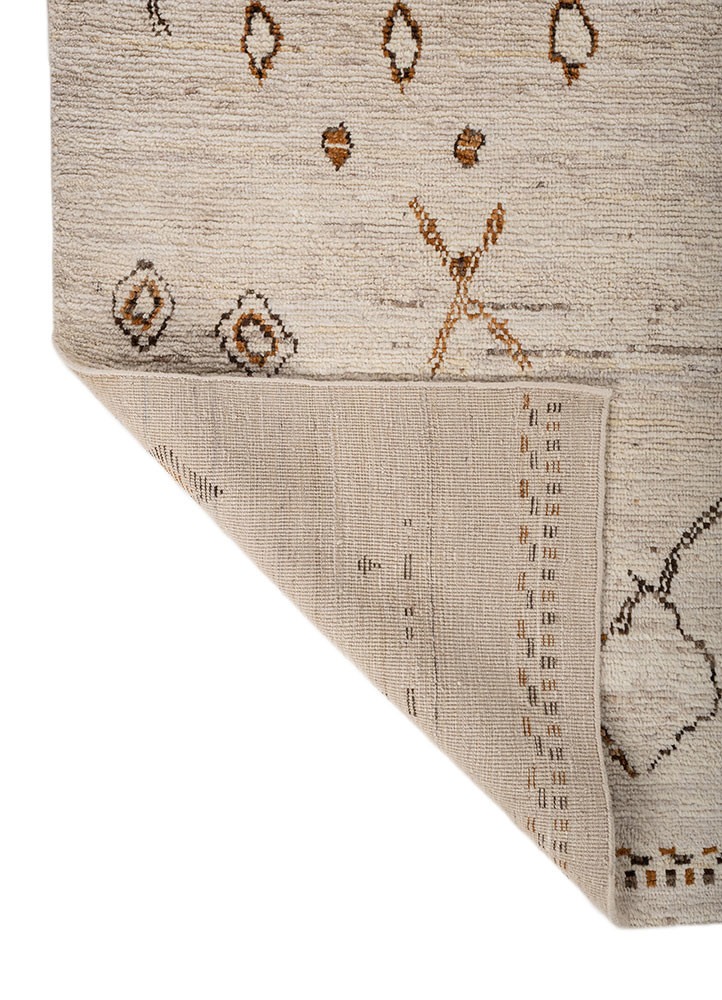 manifest ivory afghan wool hand knotted Rug - Backing Shot